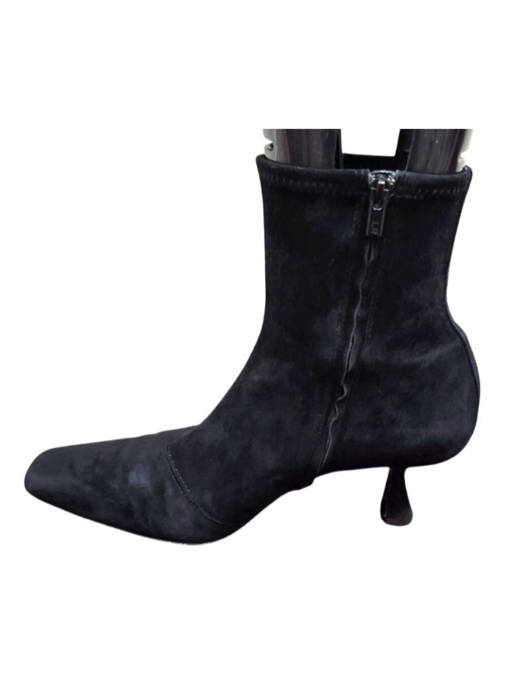 Loeffler Randall Black Genuine Suede Sock Ankle Boots Kitten Heel Size 7B - Picture 8 of 13